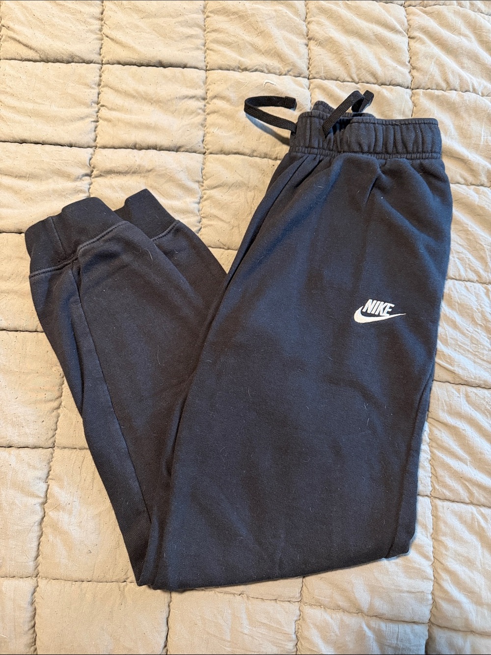 Nike Black Sweatpant Joggers with White Swoosh